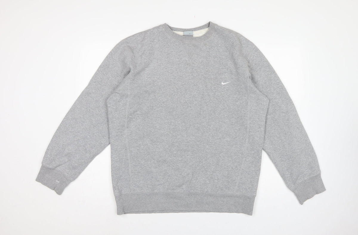 Nike Men’s Grey L Crew Neck Logo Fleece Pullover Sweatshirt
