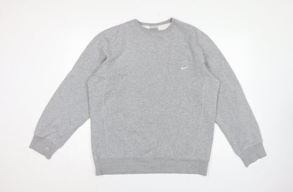 Nike Men’s Grey L Crew Neck Logo Fleece Pullover Sweatshirt
