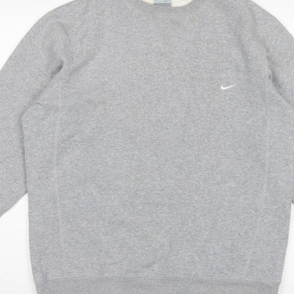 Nike Men’s Grey L Crew Neck Logo Fleece Pullover Sweatshirt