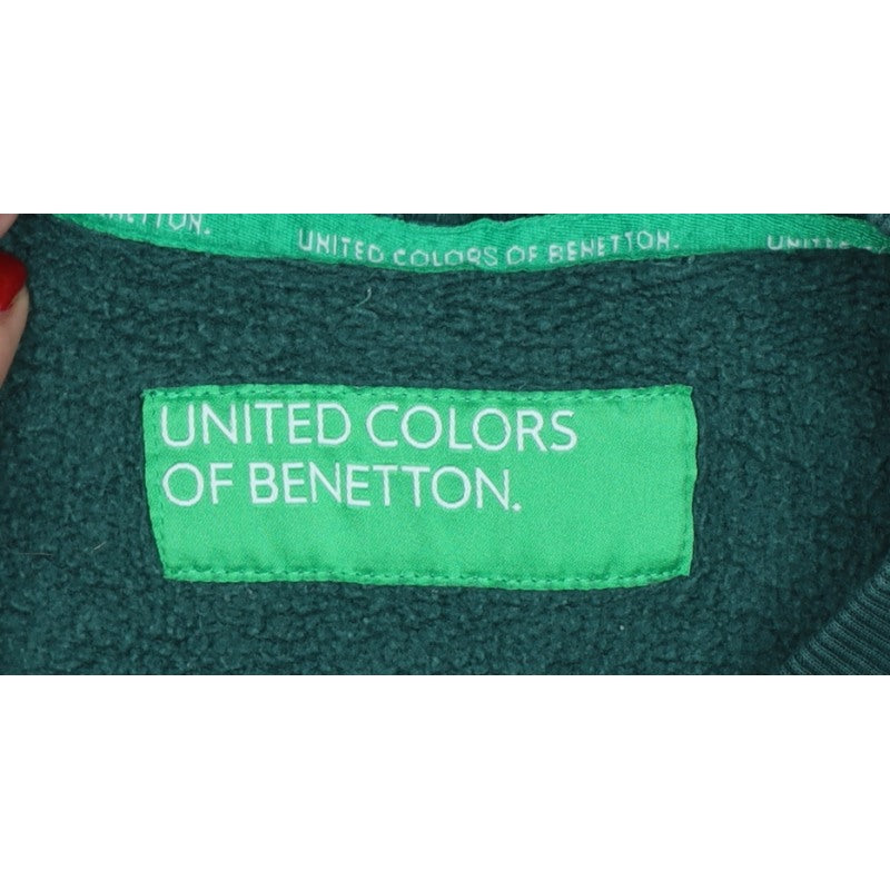 Benetton Men's Green M Crew Neck Embroidered Logo Sweatshirt