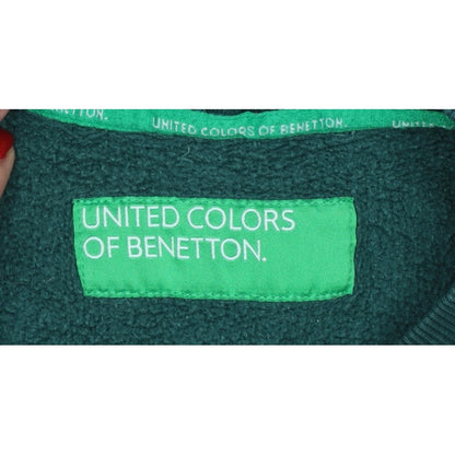 Benetton Men's Green M Crew Neck Embroidered Logo Sweatshirt