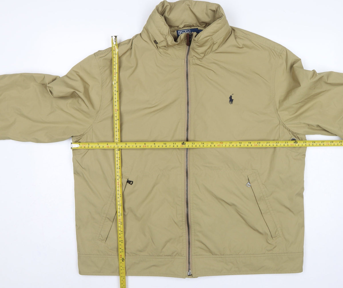 Polo Ralph Lauren Men's Beige XL Basic Full Zip Logo Jacket