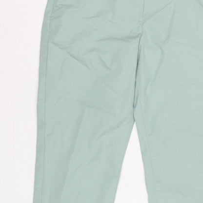 Marks & Spencer Women Green UK 8 High Rise Tapered Trousers