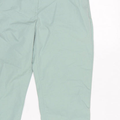 Marks & Spencer Women Green UK 8 High Rise Tapered Trousers