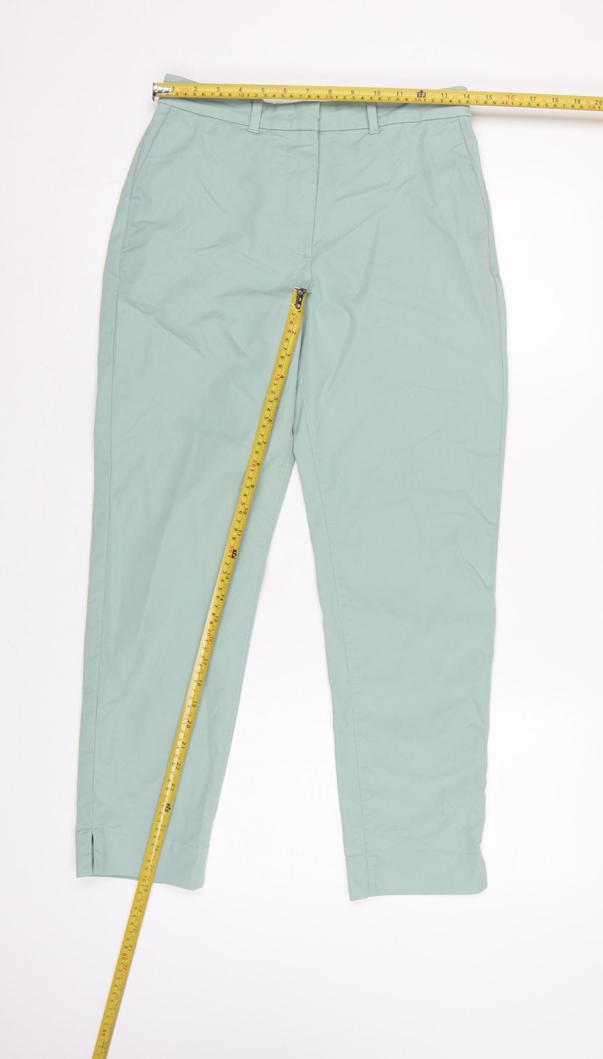 Marks & Spencer Women Green UK 8 High Rise Tapered Trousers