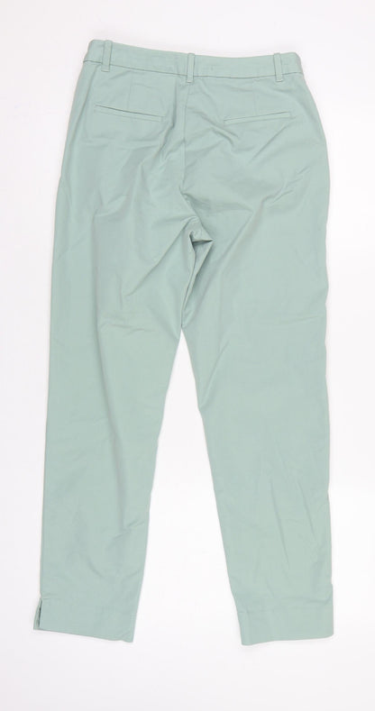 Marks & Spencer Women Green UK 8 High Rise Tapered Trousers
