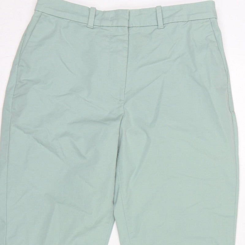 Marks & Spencer Women Green UK 8 High Rise Tapered Trousers