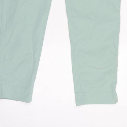 Marks & Spencer Women Green UK 8 High Rise Tapered Trousers