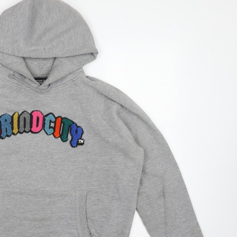 Grindcity Men’s Grey Medium Pullover Hoodie Embroidered Logo