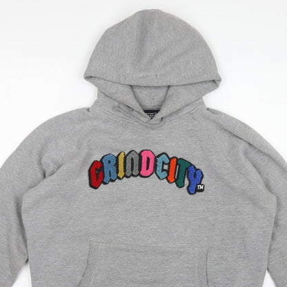 Grindcity Men’s Grey Medium Pullover Hoodie Embroidered Logo