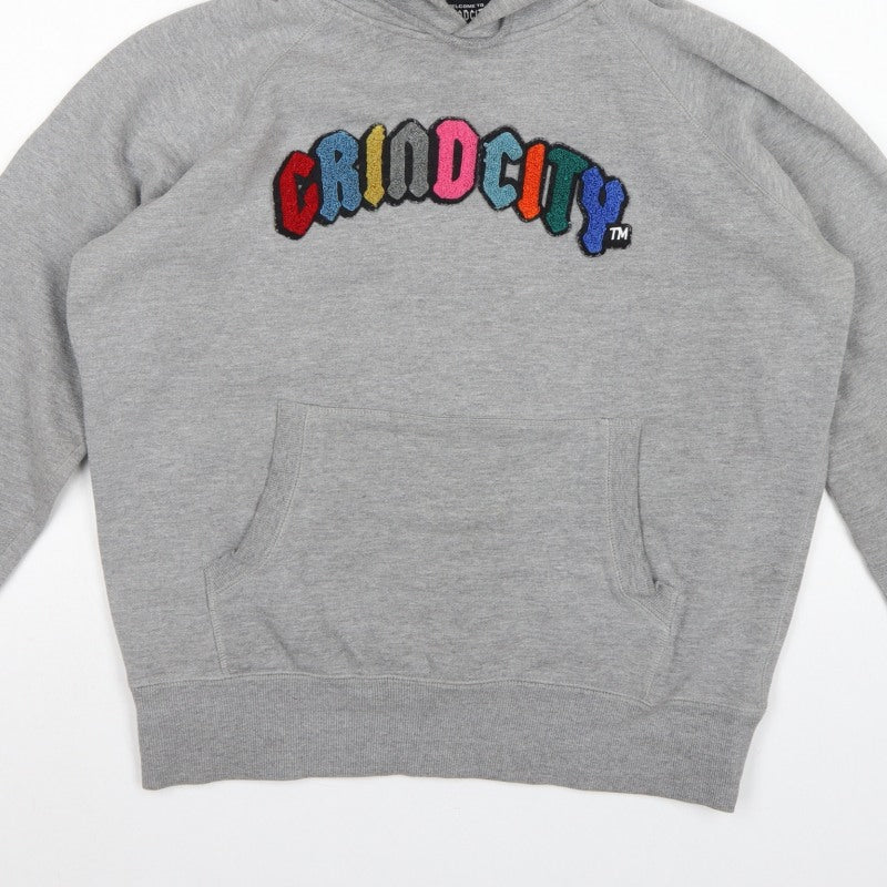 Grindcity Men’s Grey Medium Pullover Hoodie Embroidered Logo