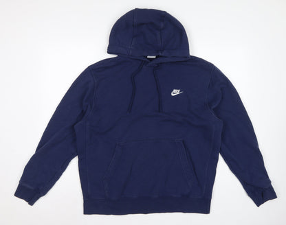 Nike Men’s Blue L Pullover Hoodie Logo Drawstring Pocket