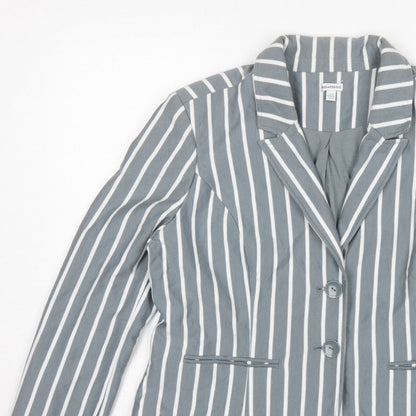 Paraphrase Women’s Grey White Striped UK 18 Single-Breasted Blazer