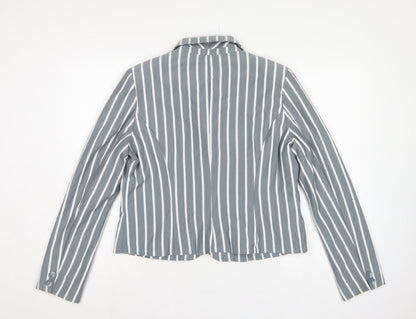 Paraphrase Women’s Grey White Striped UK 18 Single-Breasted Blazer