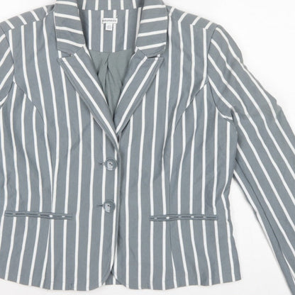 Paraphrase Women’s Grey White Striped UK 18 Single-Breasted Blazer