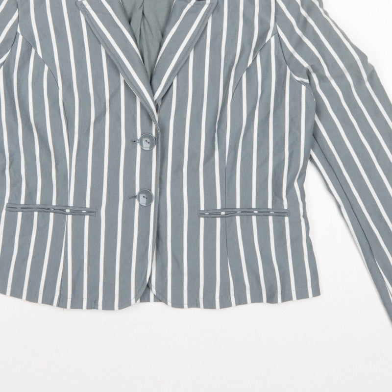 Paraphrase Women’s Grey White Striped UK 18 Single-Breasted Blazer