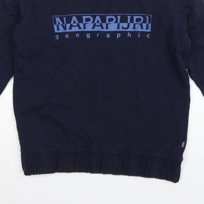 Napapijri Men’s Blue S Crew Neck Logo Graphic Pullover Sweatshirt
