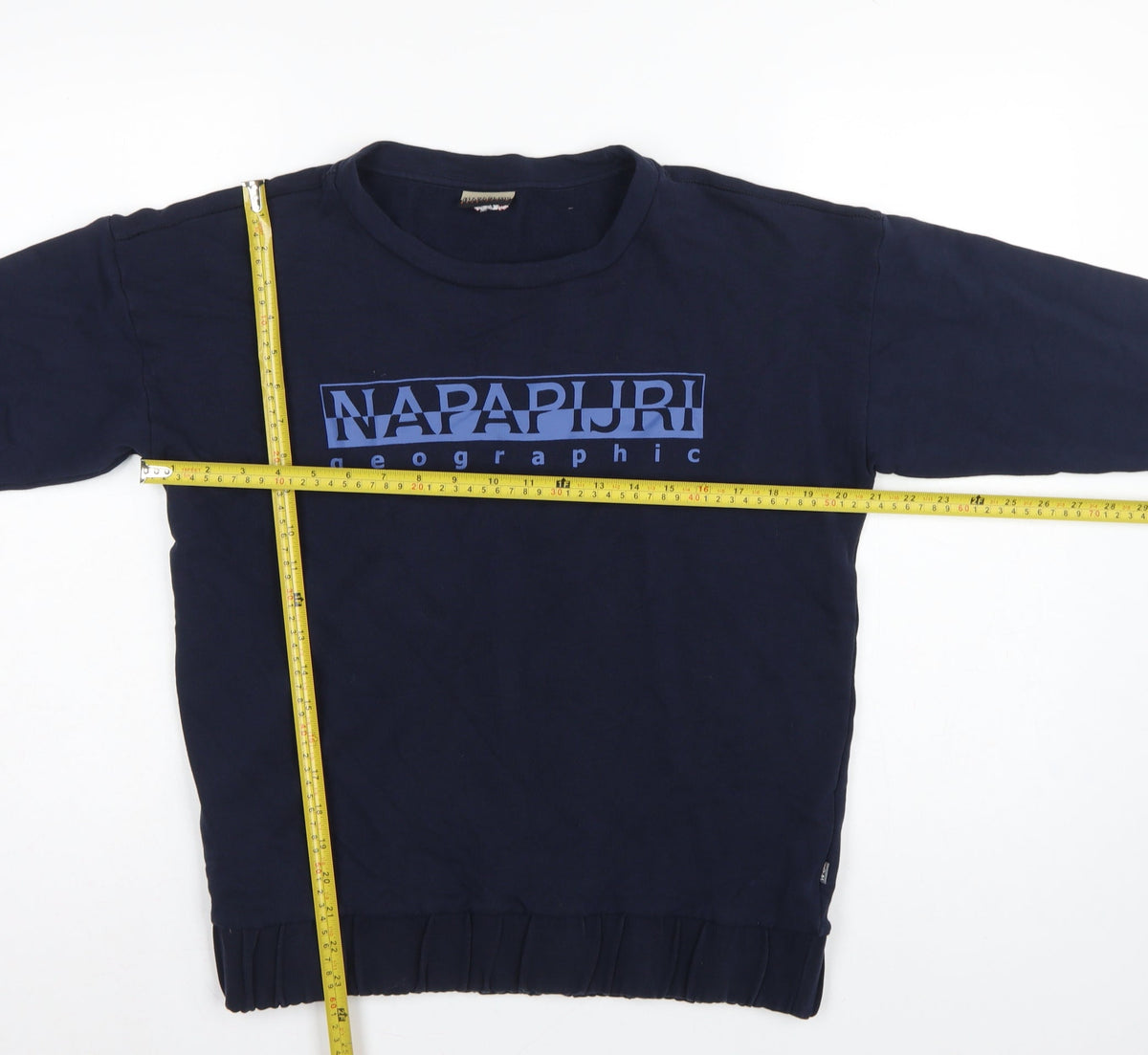 Napapijri Men’s Blue S Crew Neck Logo Graphic Pullover Sweatshirt