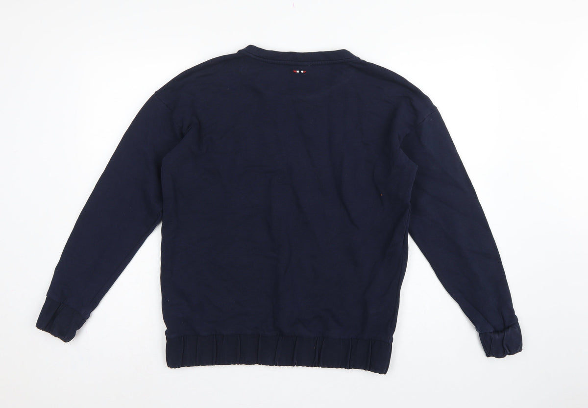 Napapijri Men’s Blue S Crew Neck Logo Graphic Pullover Sweatshirt