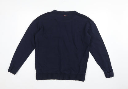 Napapijri Men’s Blue S Crew Neck Logo Graphic Pullover Sweatshirt
