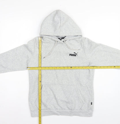 Puma Women’s Grey Logo Pullover Hoodie M Hooded Pocket