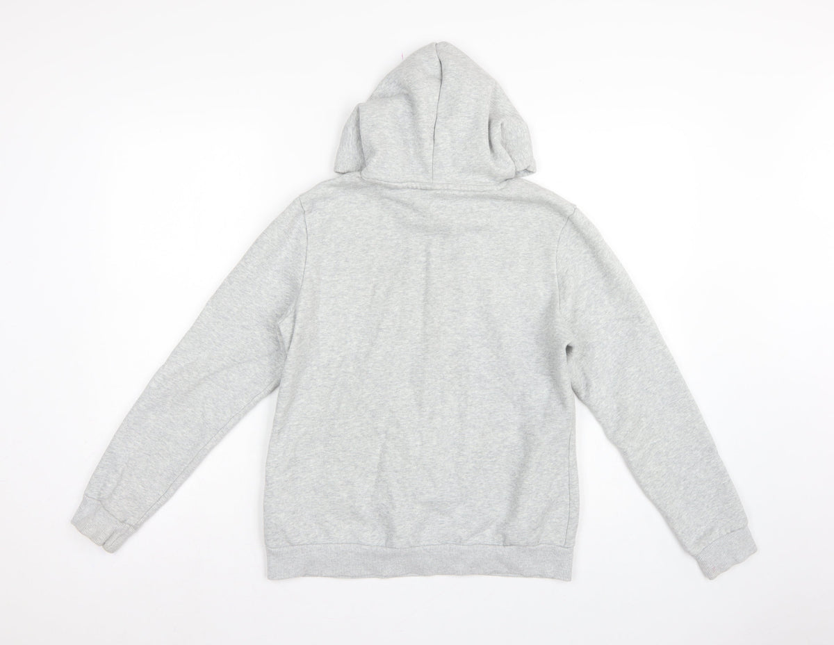 Puma Women’s Grey Logo Pullover Hoodie M Hooded Pocket