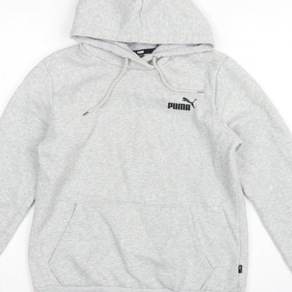 Puma Women’s Grey Logo Pullover Hoodie M Hooded Pocket