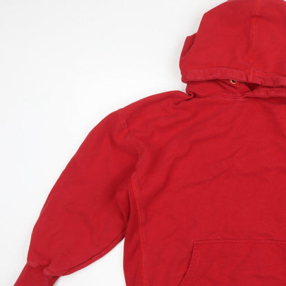 Superdry Unisex Adults Red L Pullover Fleece Logo Hoodie