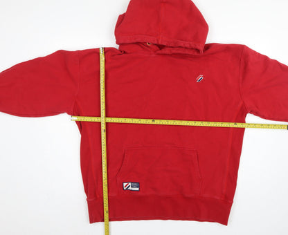 Superdry Unisex Adults Red L Pullover Fleece Logo Hoodie