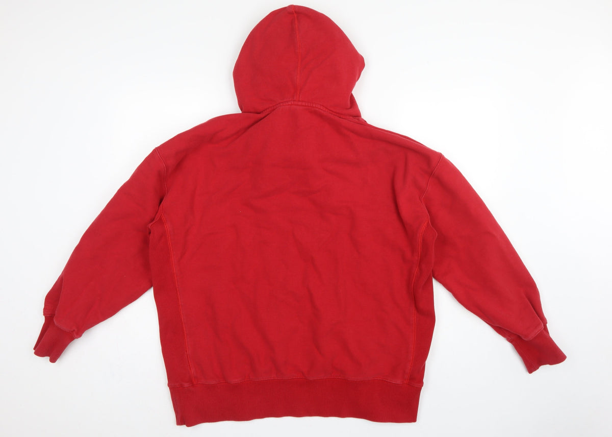 Superdry Unisex Adults Red L Pullover Fleece Logo Hoodie