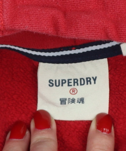 Superdry Unisex Adults Red L Pullover Fleece Logo Hoodie