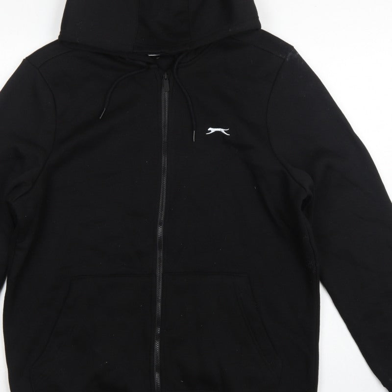 Slazenger Men’s Black L Full Zip Logo Hoodie Sports Cotton Blend
