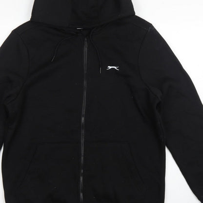 Slazenger Men’s Black L Full Zip Logo Hoodie Sports Cotton Blend