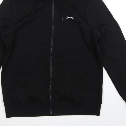 Slazenger Men’s Black L Full Zip Logo Hoodie Sports Cotton Blend
