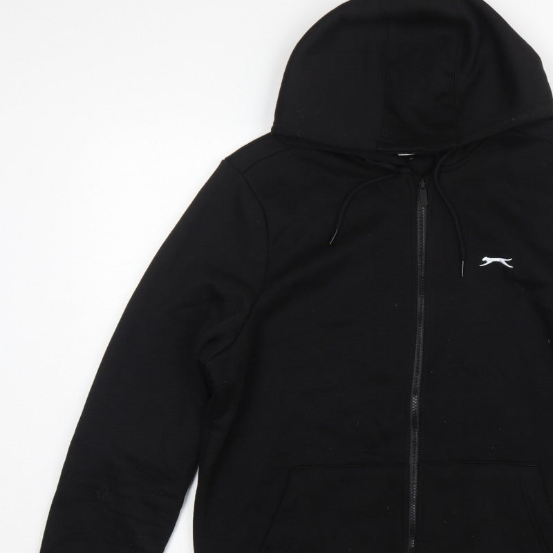 Slazenger Men’s Black L Full Zip Logo Hoodie Sports Cotton Blend