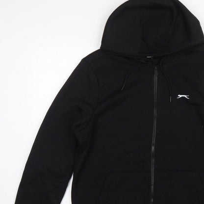 Slazenger Men’s Black L Full Zip Logo Hoodie Sports Cotton Blend