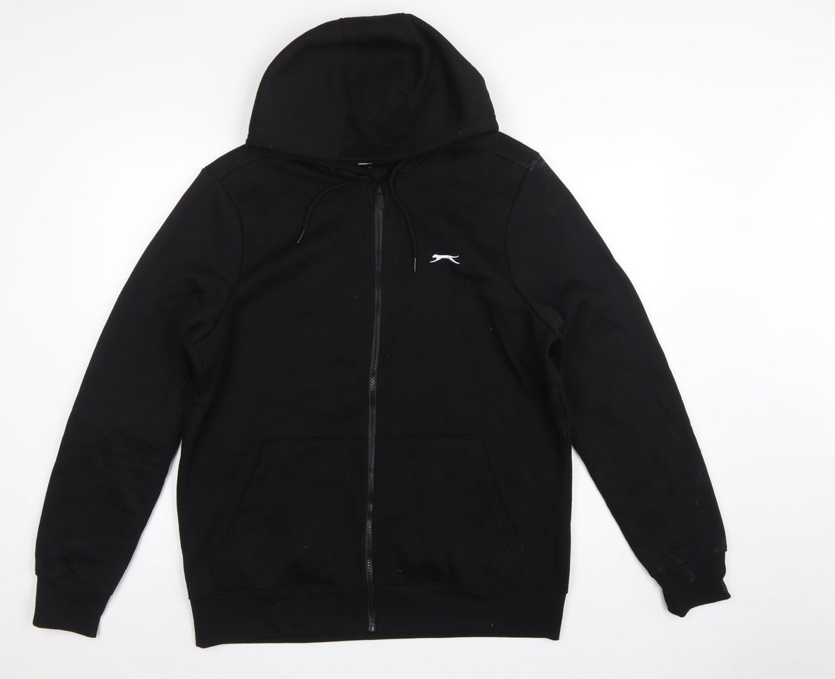 Slazenger Men’s Black L Full Zip Logo Hoodie Sports Cotton Blend