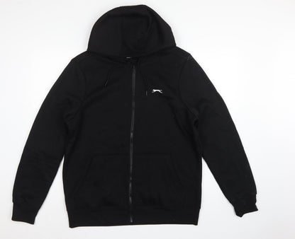 Slazenger Men’s Black L Full Zip Logo Hoodie Sports Cotton Blend