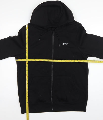 Slazenger Men’s Black L Full Zip Logo Hoodie Sports Cotton Blend