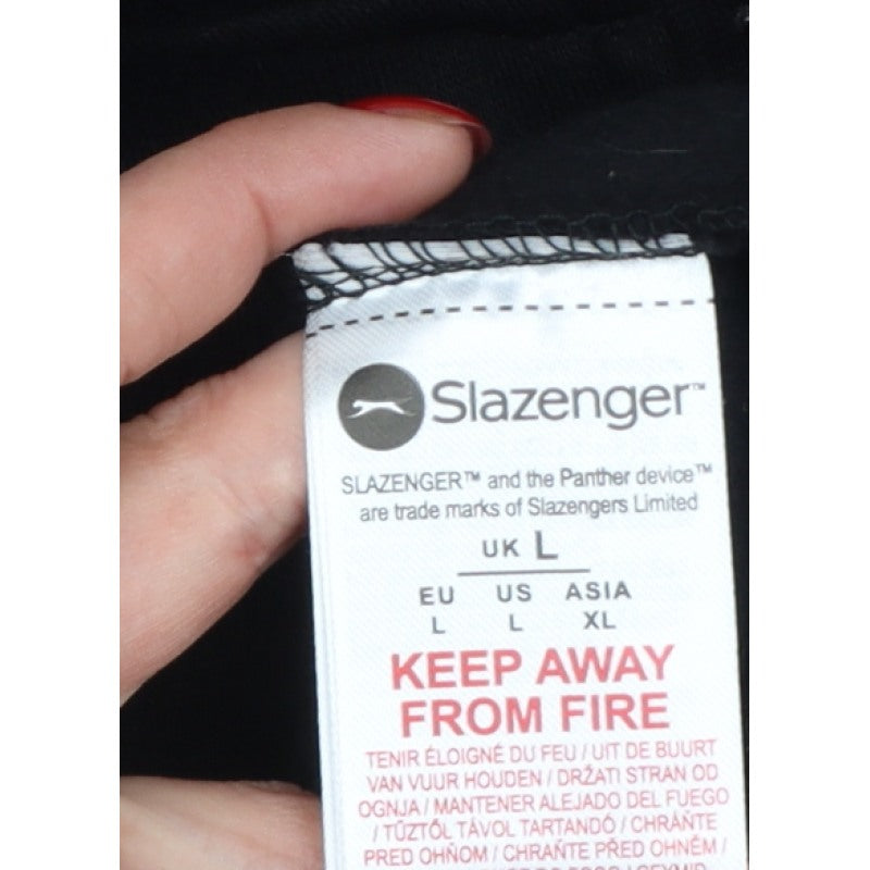Slazenger Men’s Black L Full Zip Logo Hoodie Sports Cotton Blend