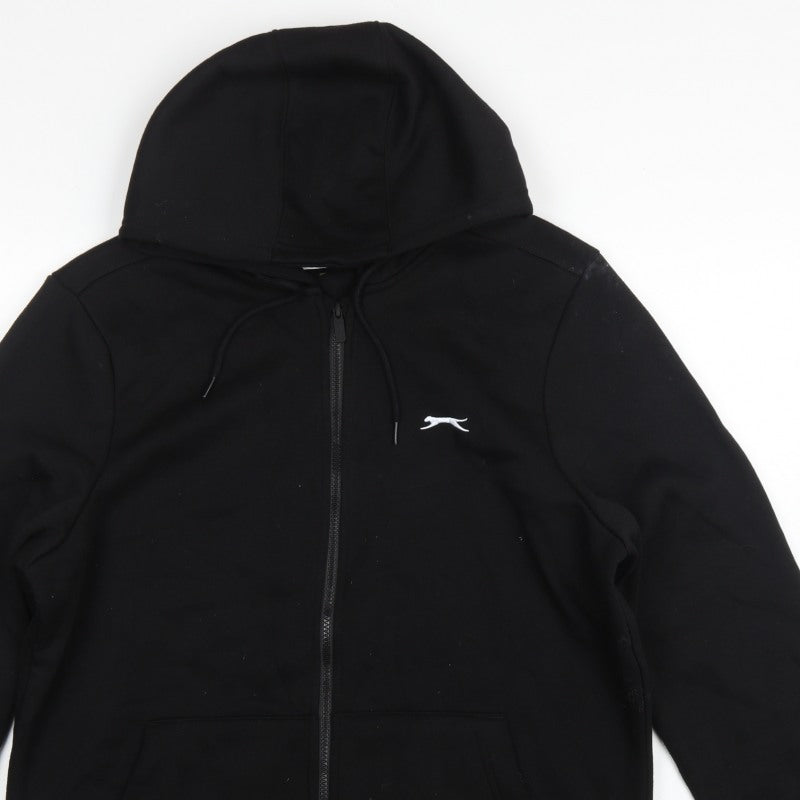 Slazenger Men’s Black L Full Zip Logo Hoodie Sports Cotton Blend