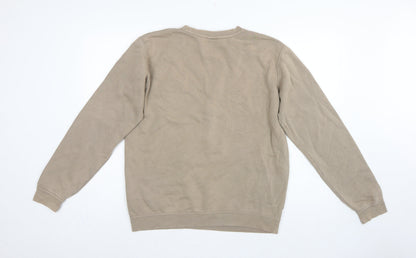 Nike Men’s Beige M Crew Neck Pullover Fleece Sweatshirt Logo