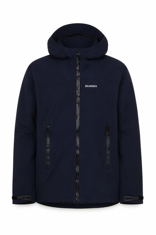Front view of Tracker Skanska Men's Blue L Waterproof Softshell Hooded Work Jacket