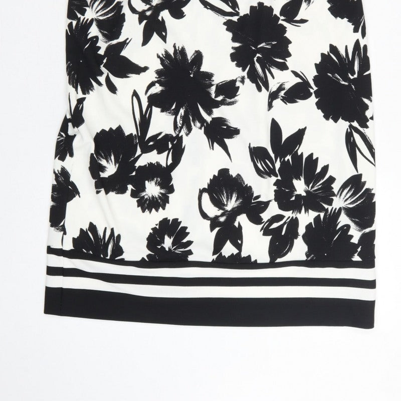 Gerry Weber Women Black White Floral UK 12 Knee Length Sheath Dress