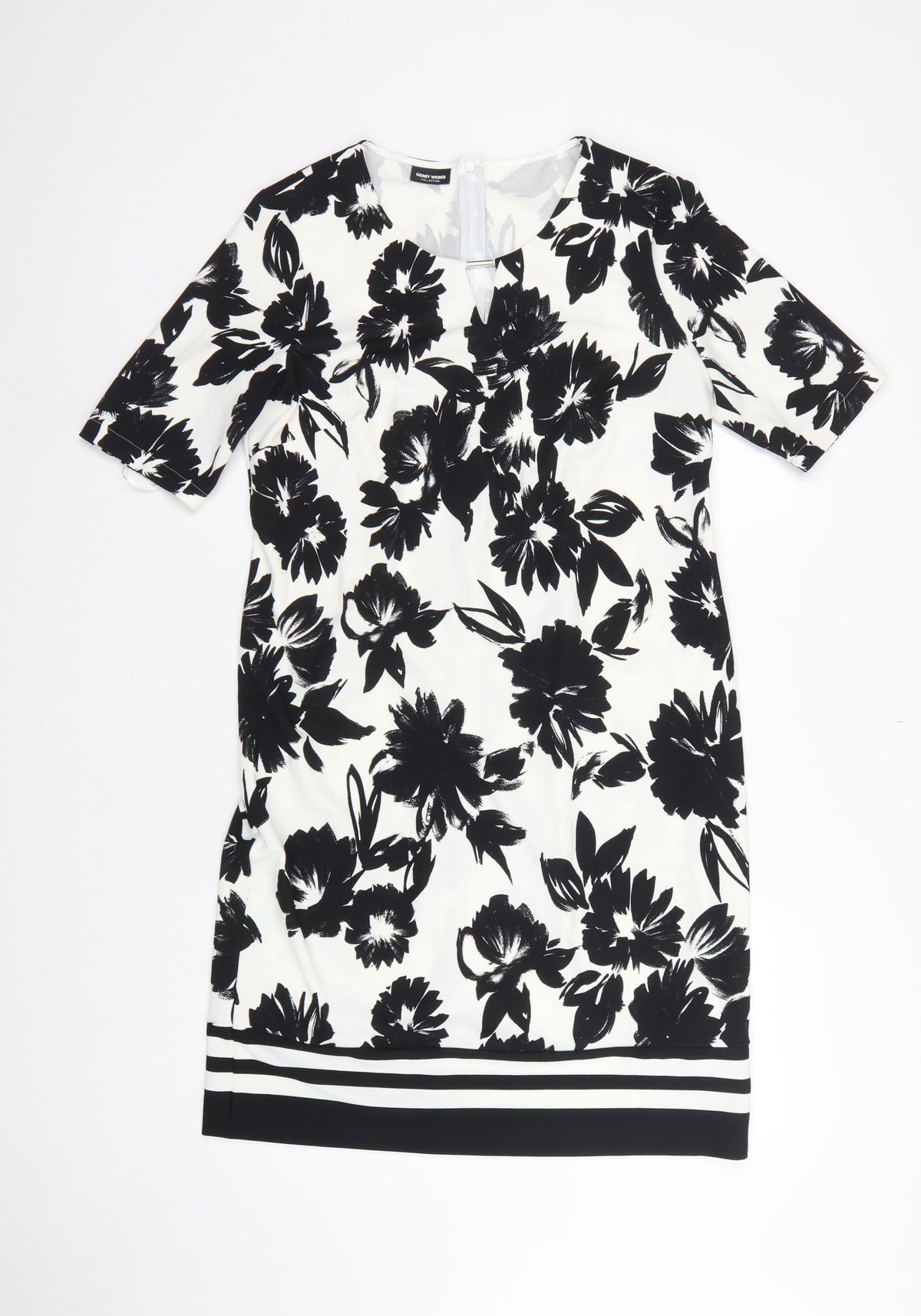 Gerry Weber Women Black White Floral UK 12 Knee Length Sheath Dress