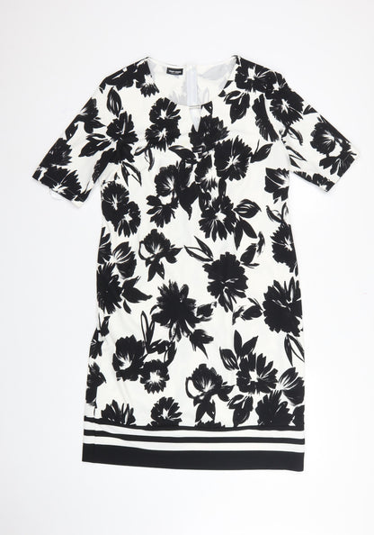 Gerry Weber Women Black White Floral UK 12 Knee Length Sheath Dress