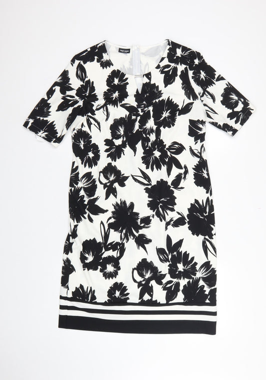 Gerry Weber Women Black White Floral UK 12 Knee Length Sheath Dress