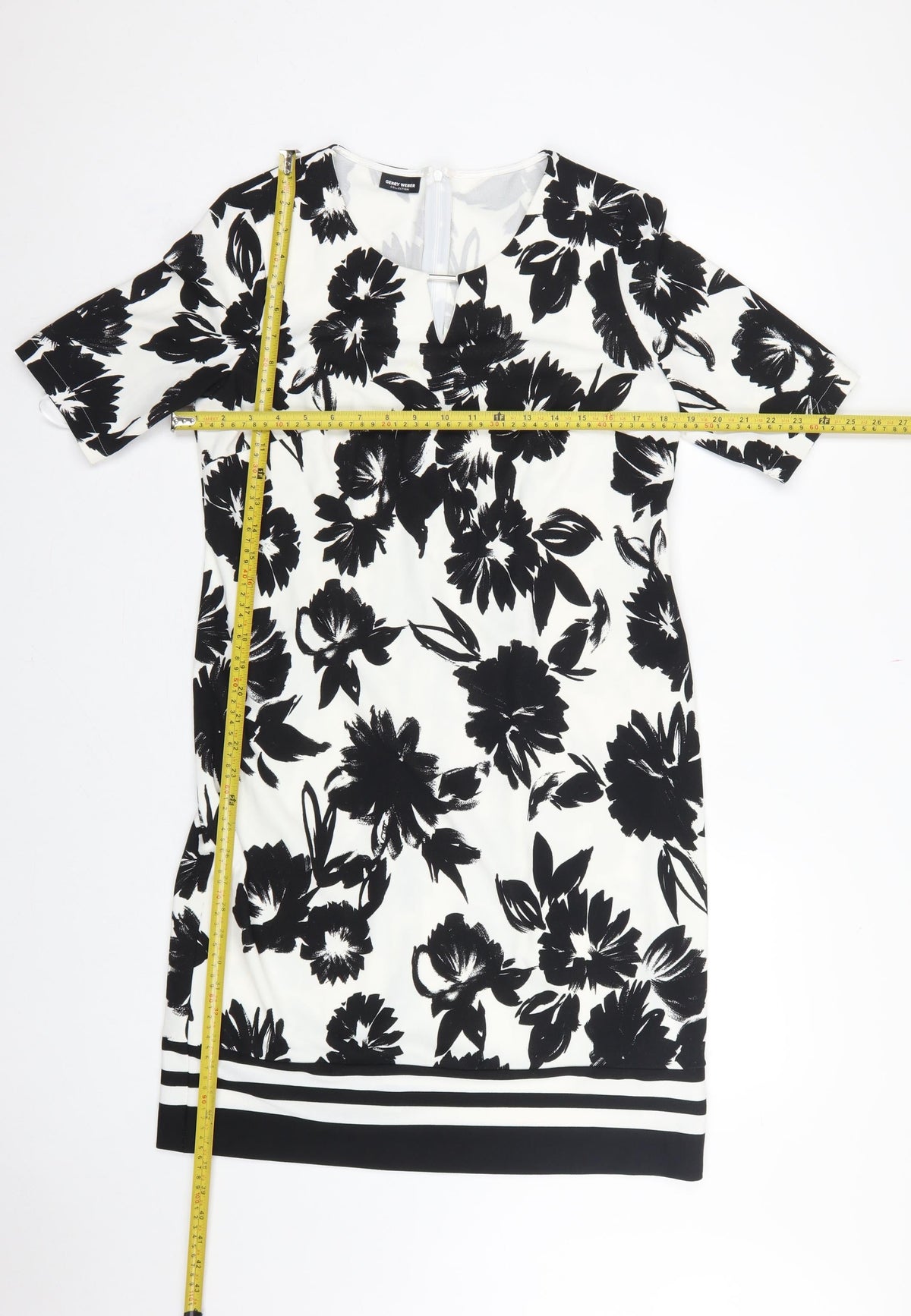 Gerry Weber Women Black White Floral UK 12 Knee Length Sheath Dress