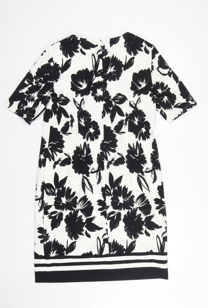 Gerry Weber Women Black White Floral UK 12 Knee Length Sheath Dress