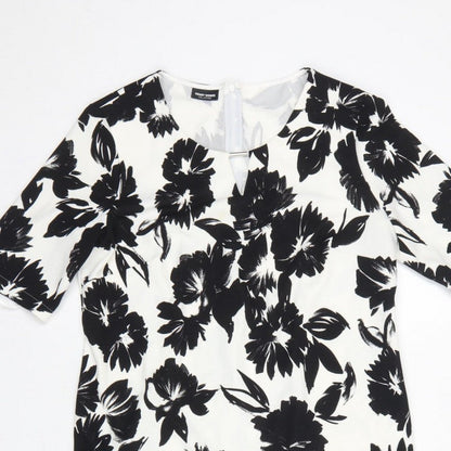 Gerry Weber Women Black White Floral UK 12 Knee Length Sheath Dress